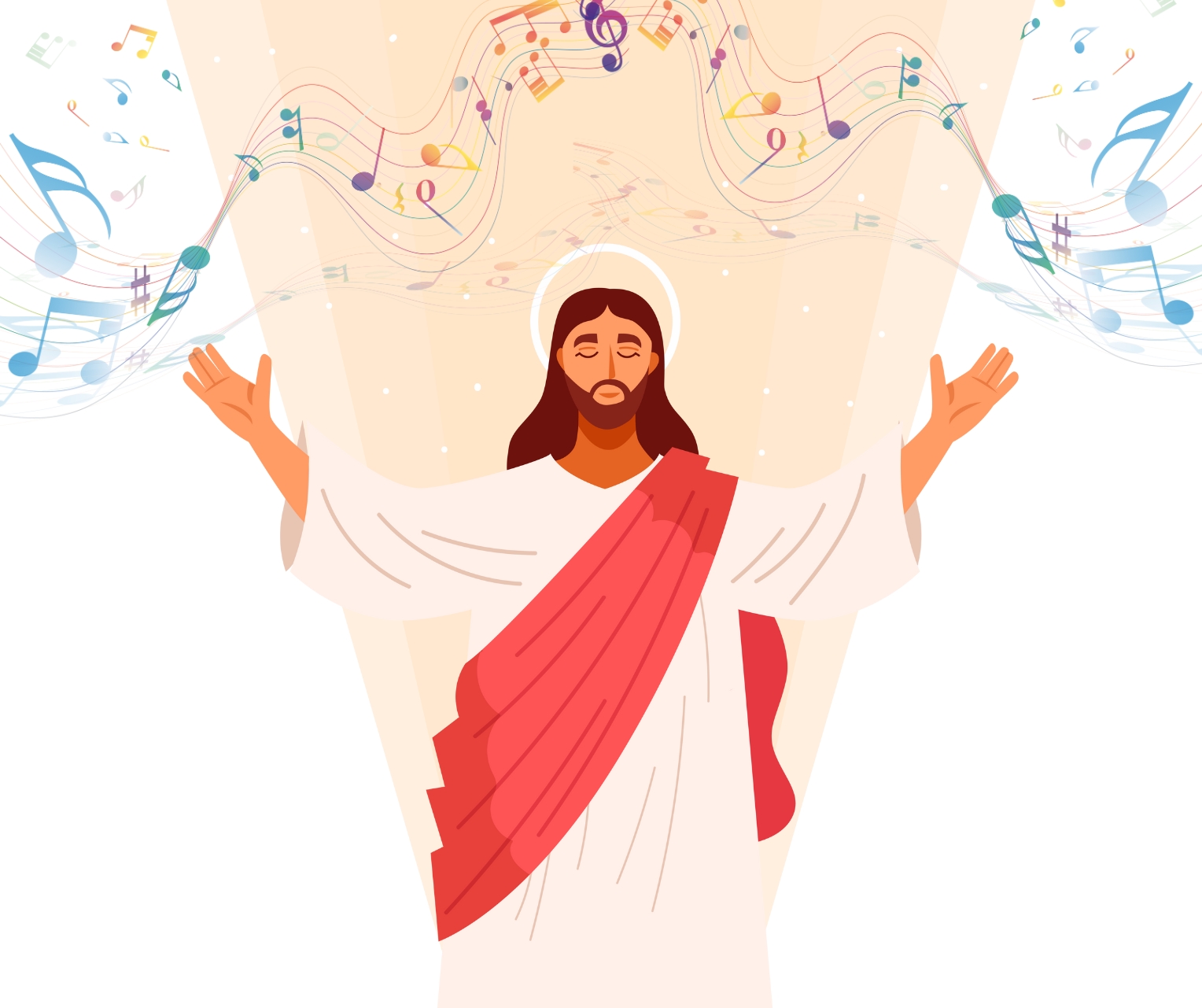Palmsångkonsert i Kökar kyrka bild på jesus och musiknoter
